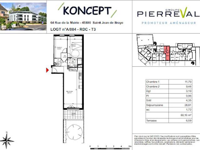 Location Appartement 3 pièces 60.1 m2 Saint Jean de Braye