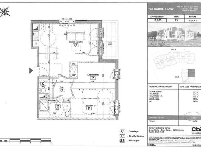 Location Appartement 3 pièces 60m² ST HERBLAIN 44800