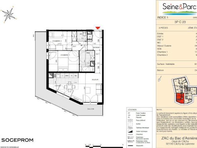 Location Appartement 3 pièces 61 m2 Clichy