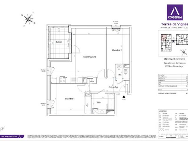Location Appartement 3 pièces 61 m2 Gleizé