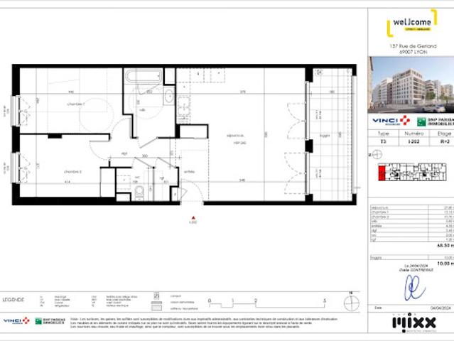 Location Appartement 3 pièces 68 m2 Lyon 7ème