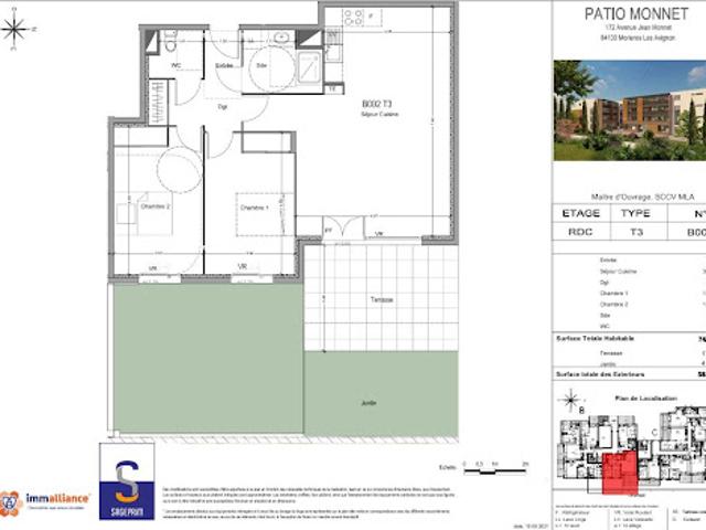 Location Appartement 3 pièces 74 m2 Morières lès Avignon