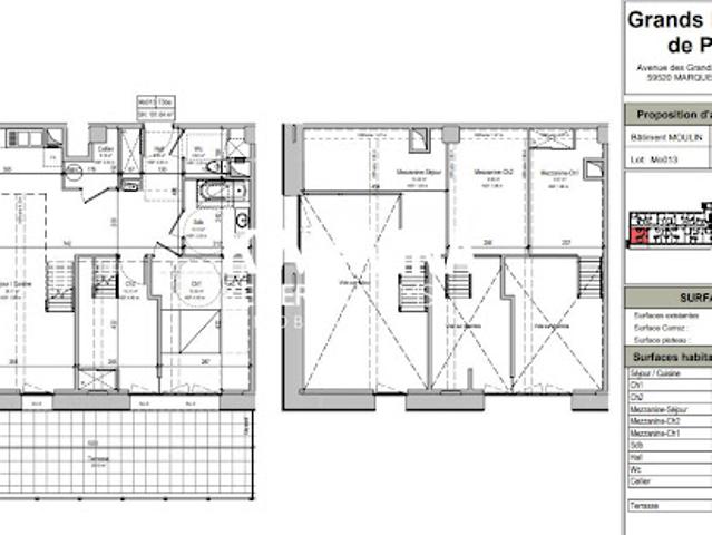 Location Appartement 3 pièces 100.39 m2 Marquette lez Lille