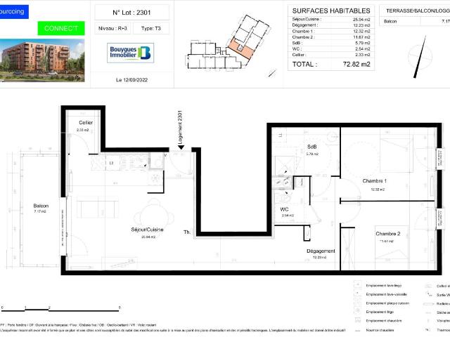 Location appartement 3 pièces TOURCOING 73m² à 898.07€/mois CDC Habitat