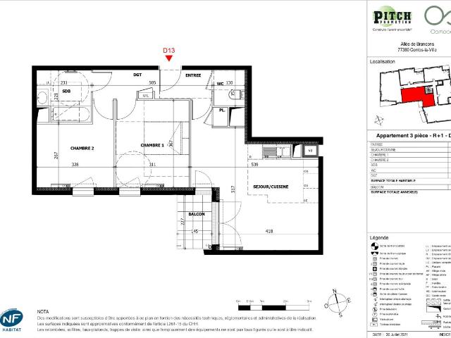 Location appartement 3 pièces COMBS LA VILLE 57m² à 970.93€/mois CDC Habitat