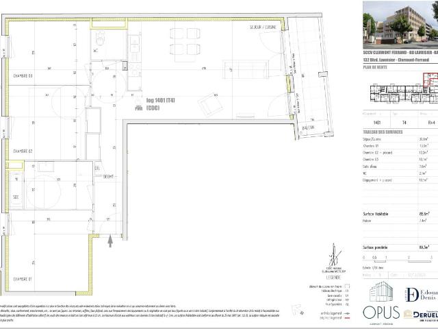 Location appartement 3 pièces CLERMONT FERRAND 76m² à 899.00€/mois CDC Habitat