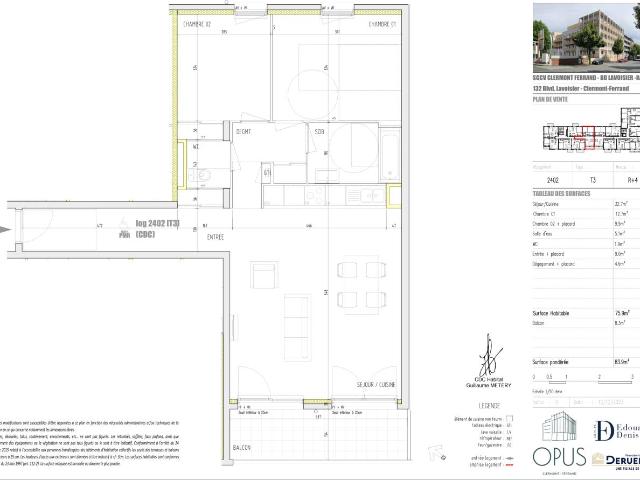 Location appartement 3 pièces CLERMONT FERRAND 76m² à 910.00€/mois CDC Habitat