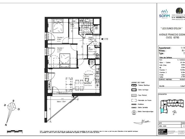 Location appartement 3 pièces CUCQ 65m² à 830.40€/mois CDC Habitat