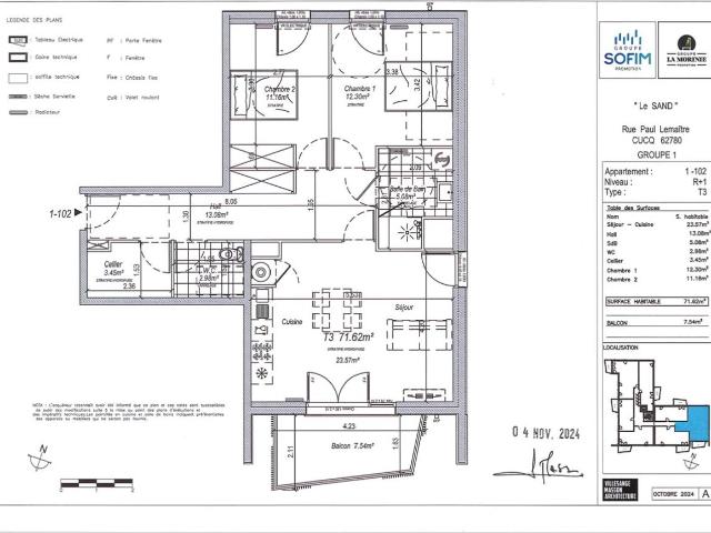 Location appartement 3 pièces CUCQ 72m² à 870.95€/mois CDC Habitat