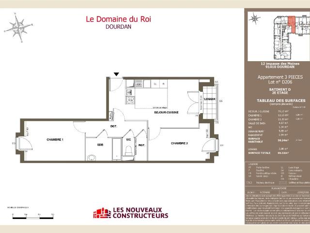 Location appartement 3 pièces DOURDAN 58m² à 899.41€/mois CDC Habitat