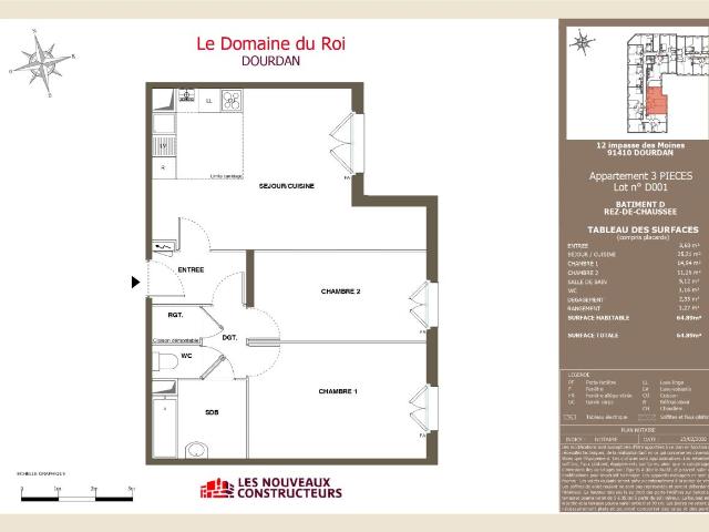 Location appartement 3 pièces DOURDAN 65m² à 954.02€/mois CDC Habitat