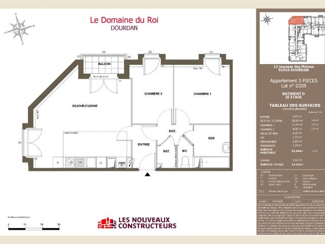 Location appartement 3 pièces DOURDAN 62m² à 954.89€/mois CDC Habitat