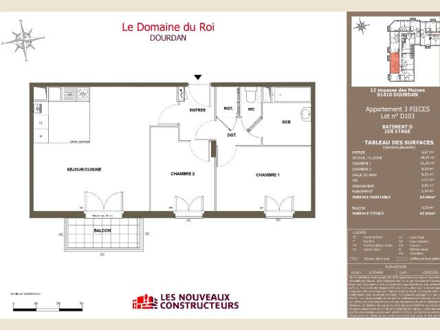 Location appartement 3 pièces DOURDAN 63m² à 945.40€/mois CDC Habitat