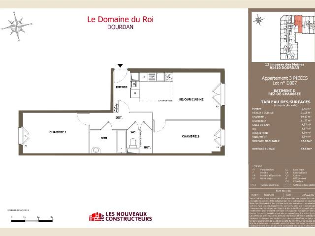 Location appartement 3 pièces DOURDAN 63m² à 927.25€/mois CDC Habitat