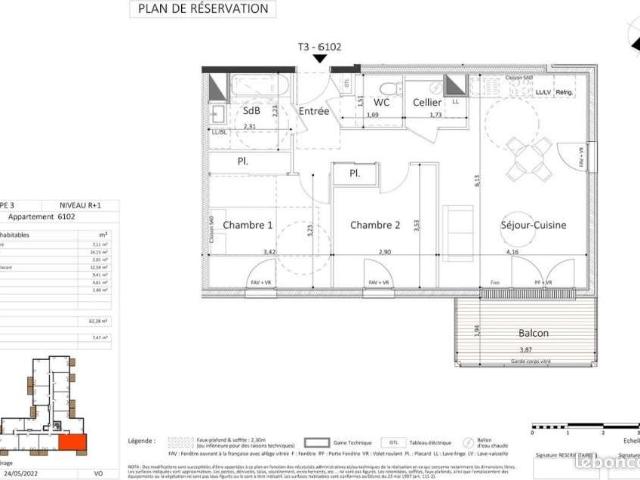 Location appartement 3 pièces Laval 53