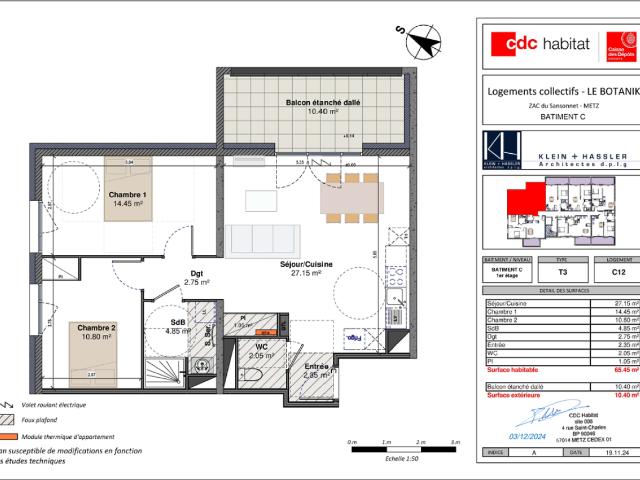 Location appartement 3 pièces METZ 65m² à 872.68€/mois CDC Habitat