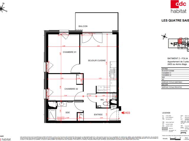 Location appartement 3 pièces MULHOUSE 56m² à 700.26€/mois CDC Habitat