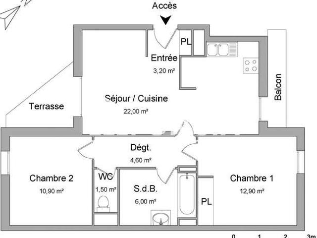 Location appartement 3 pièces Nantes 44