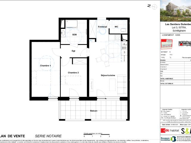 Location appartement 3 pièces SCHILTIGHEIM 63m² à 914.45€/mois CDC Habitat