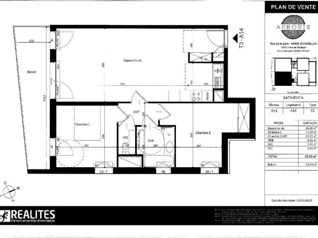 Location appartement 3 pièces Saint Herblain 44