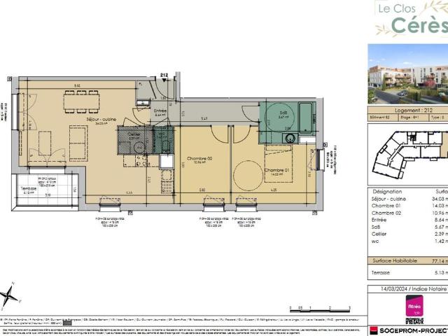 location Appartement T3 DE 77.14m² À WAMBERCHIES