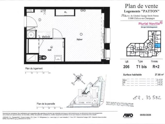 Location Appartement T1 à Chalons En Champagne, 51000 ER.39582 Plurial Novilia