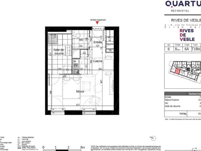 location Appartement T1 DE 31.84m² À REIMS