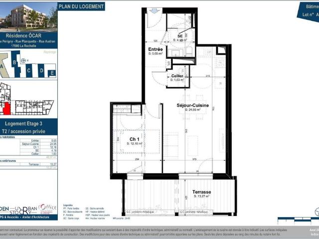 location Appartement T2 DE 48.57m² À LA ROCHELLE