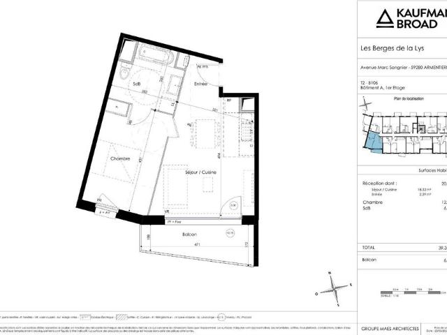 location Appartement T2 DE 39.34m² À ARMENTIERES