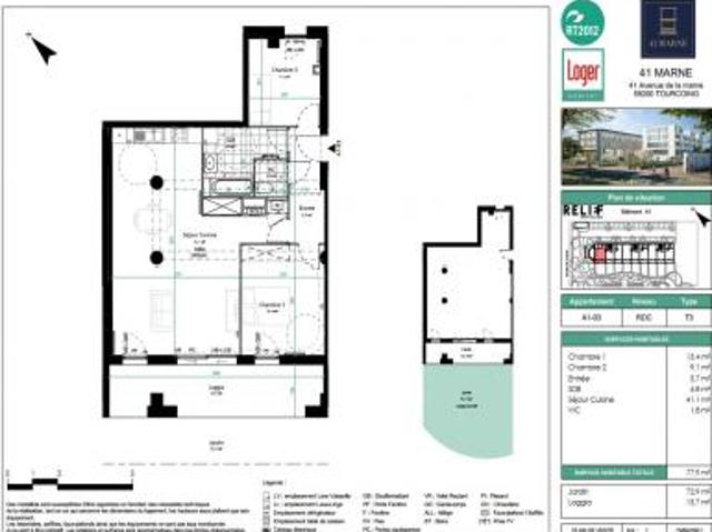 location appartement tourcoing 3 pièces 78 m2 nord 59200 1098 € / mois