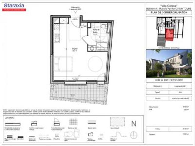 location appartement tours 1 pièce 31 m2 indre et loire 37100 457 € / mois