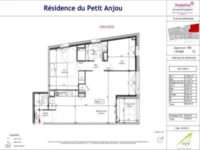 location appartement angers 3 pièces 66 m2 maine et loire 49000 764 € / mois
