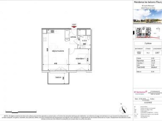 location appartement fleury sur orne 2 pièces 45 m2 calvados 14123 707 € / mois