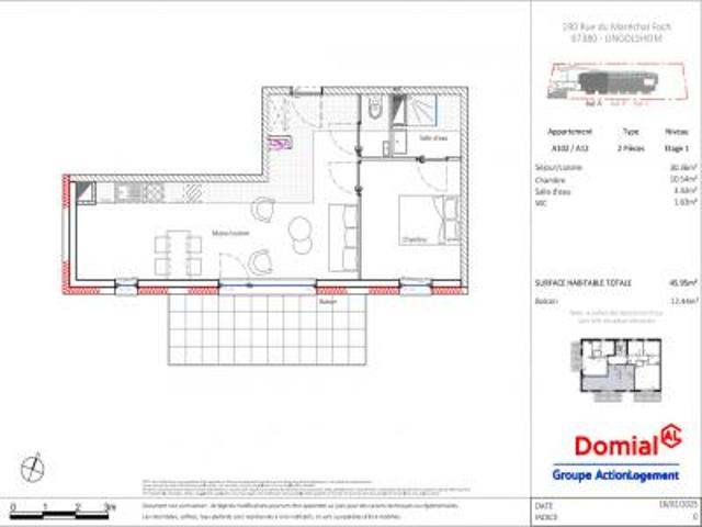 location appartement lingolsheim 45 m2 bas rhin 67380 796 € / mois
