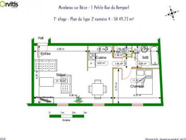 location appartement mirebeau sur beze 2 pièces 50 m2 cote d'or 21310 409 € / mois