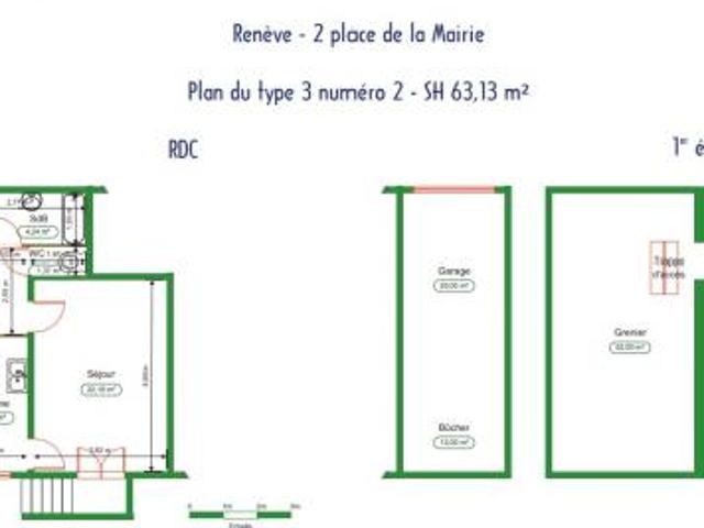 location appartement reneve 3 pièces 63 m2 cote d'or 21310 454 € / mois