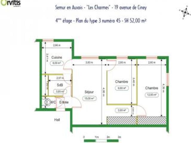 location appartement semur en auxois 3 pièces 52 m2 cote d'or 21140 482 € / mois