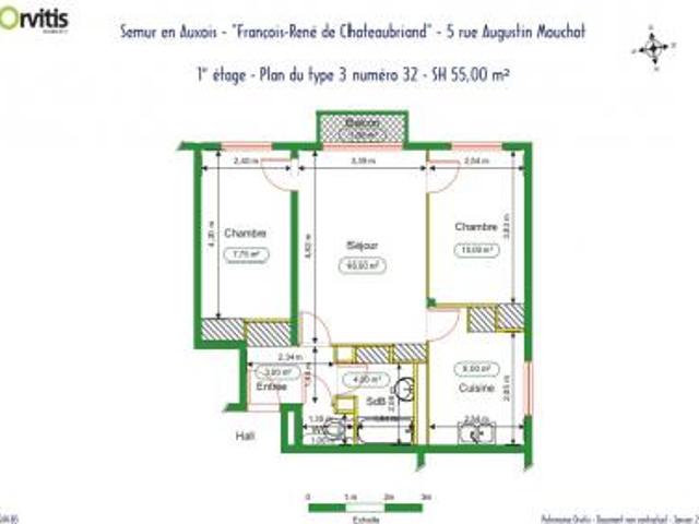 location appartement semur en auxois 3 pièces 55 m2 cote d'or 21140 476 € / mois