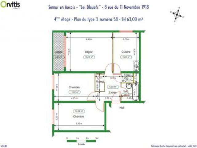 location appartement semur en auxois 3 pièces 63 m2 cote d'or 21140 493 € / mois