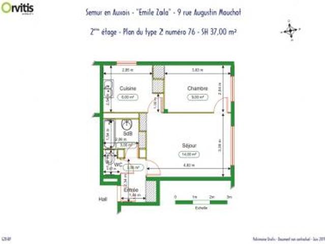 location appartement semur en auxois 2 pièces 37 m2 cote d'or 21140 394 € / mois