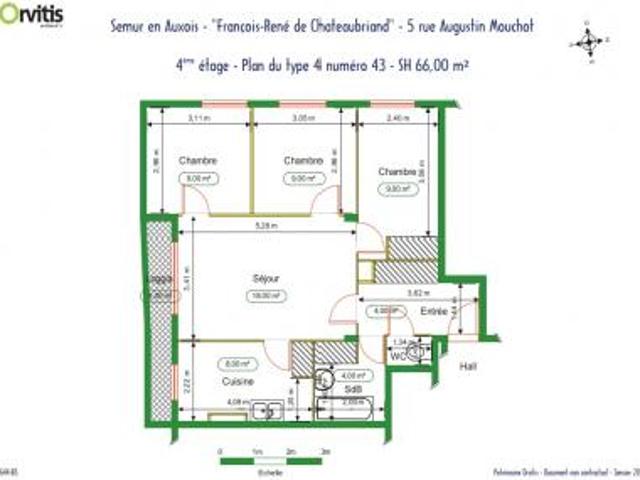 location appartement semur en auxois 4 pièces 66 m2 cote d'or 21140 536 € / mois