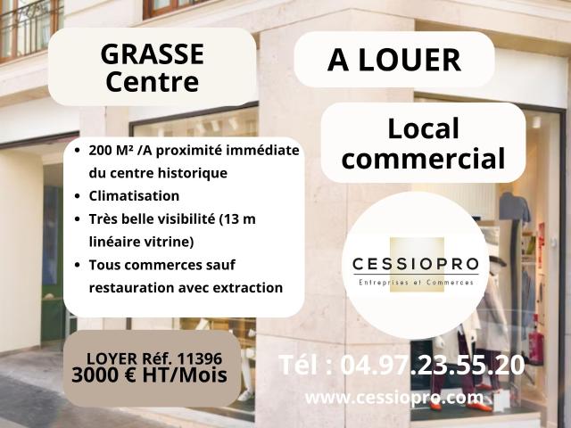 Location commerciale 200 m2 GRASSE CENTRE