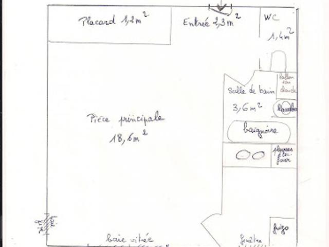 Location Studio 1 pièce 32 m2 Paris 20ème