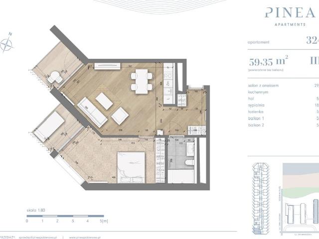 Lokal, Pobierowo, 59.35 m2, 2 pokoje