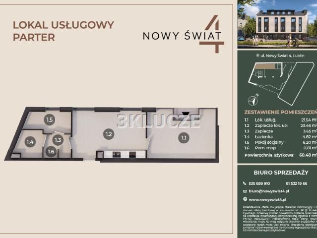 Lokal sprzedam, Lublin, Śródmieście, 60 m2, cena: 786 240 zł