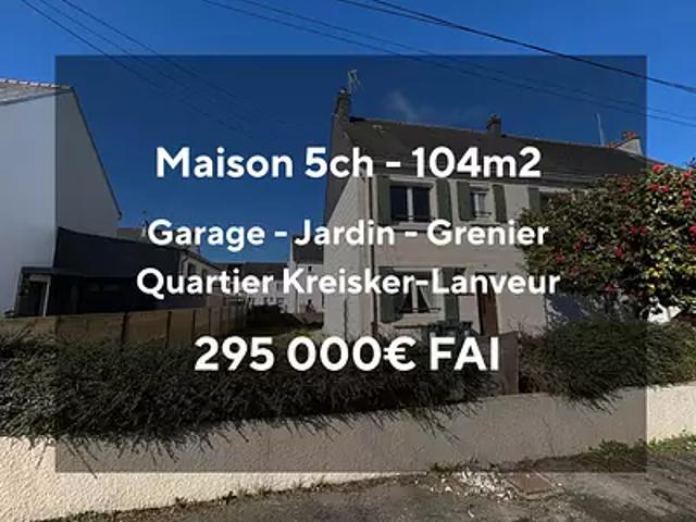 Lorient 56100 Achat / Vente maison 6 pièces t6
