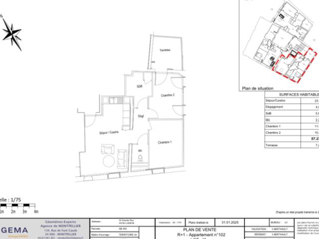 lot 3 appartement 3 pièces avec terrasse au premier étag