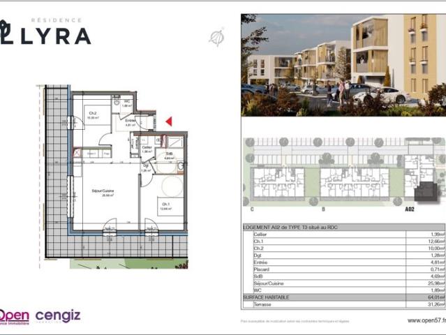Lot A02 F3 64,01m2 220 000,EUR