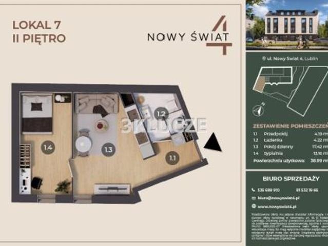 Lublin, Śródmieście, 38 m² Mieszkanie