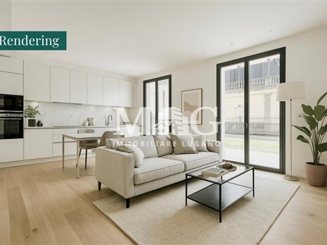 Lugano Centro 3,5 Zimmer Wohnung mit Garten in Seenähe
